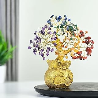 Crocon Seven Chakra Tree of Life for Positive Energy - Feng Shui Decor, Fake Bonsai, Crystals and Healing Stones, Money Tree, Room Decor 7 Chakra, Stone, Healing Crystals, Spiritual Gifts