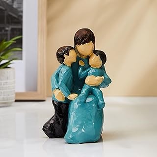 amazon basics Beautiful Hand-Painted Medium-Size Resin Mother and Child Statue (Pack of 1, Multicolor),Family